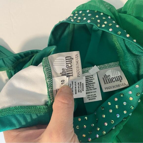 The Line up solo dance custom costume kelly green 2 piece maxi skirt leotard 10 - Picture 12 of 15